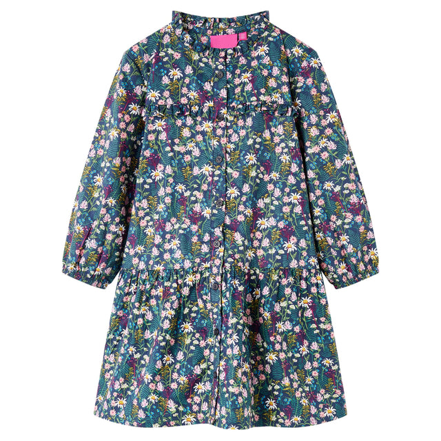 Vidaxl kinderjurk met lange mouwen 104 donkerblauw