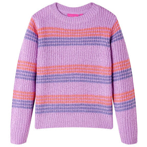 Vidaxl kindertrui gebreid met strepen 116 lila en roze