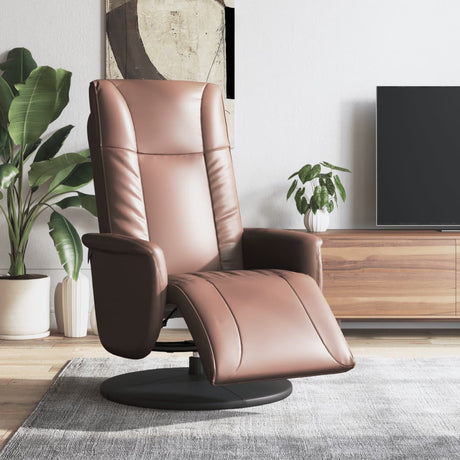 Vidaxl fauteuil verstelbaar met voetensteun kunstleer bruin