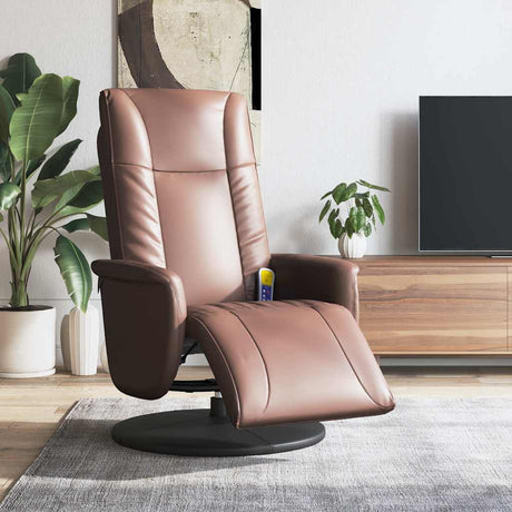Vidaxl massagestoel verstelbaar met voetensteun kunstleer bruin