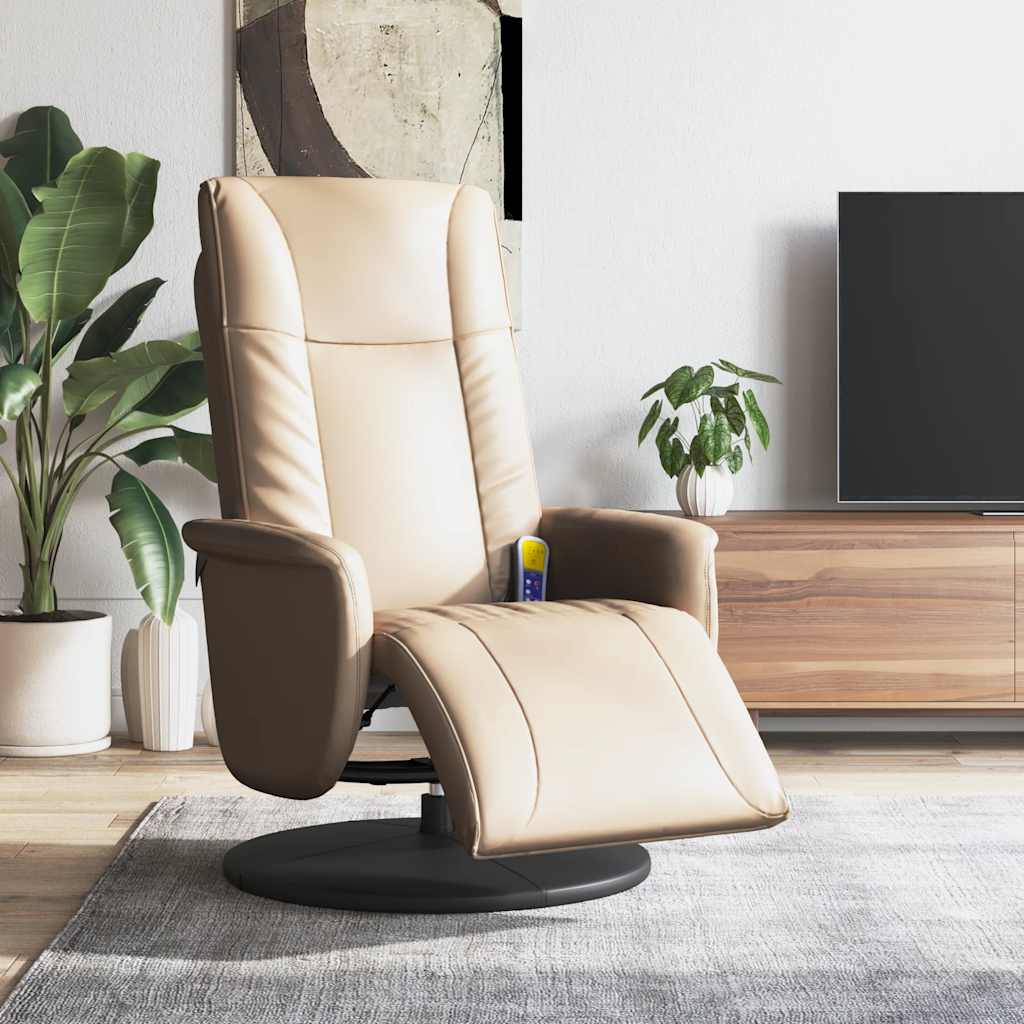 Vidaxl massagestoel verstelbaar met voetensteun kunstleer cappuccino