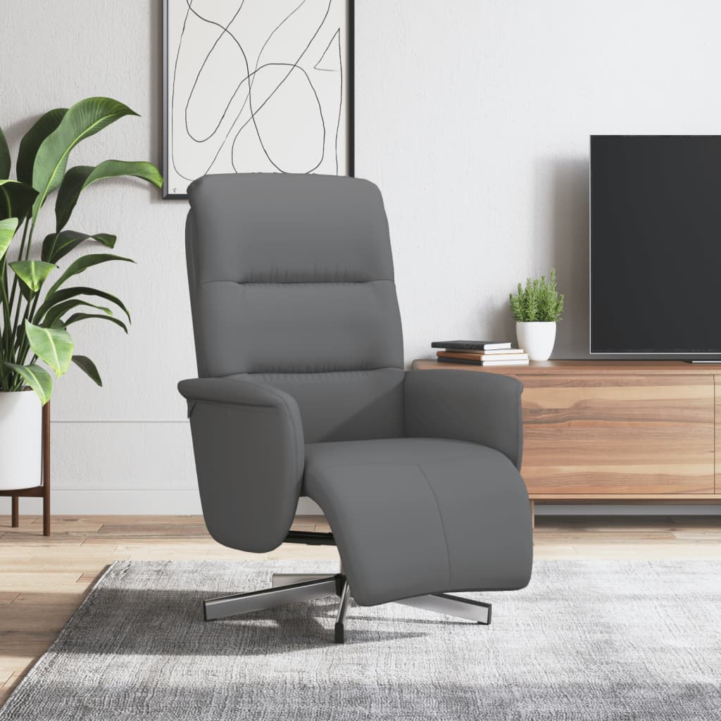 Vidaxl fauteuil verstelbaar met voetensteun stof donkergrijs