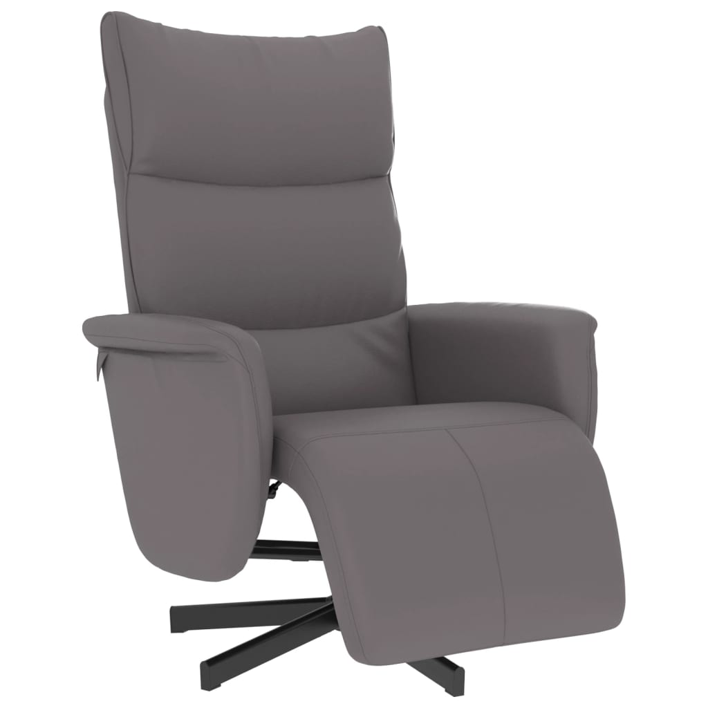 Vidaxl fauteuil verstelbaar met voetensteun kunstleer grijs