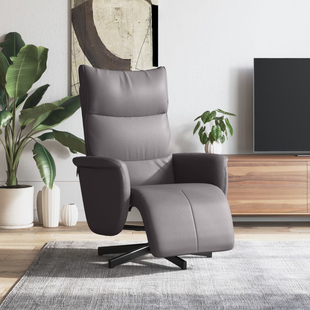 Vidaxl fauteuil verstelbaar met voetensteun kunstleer grijs