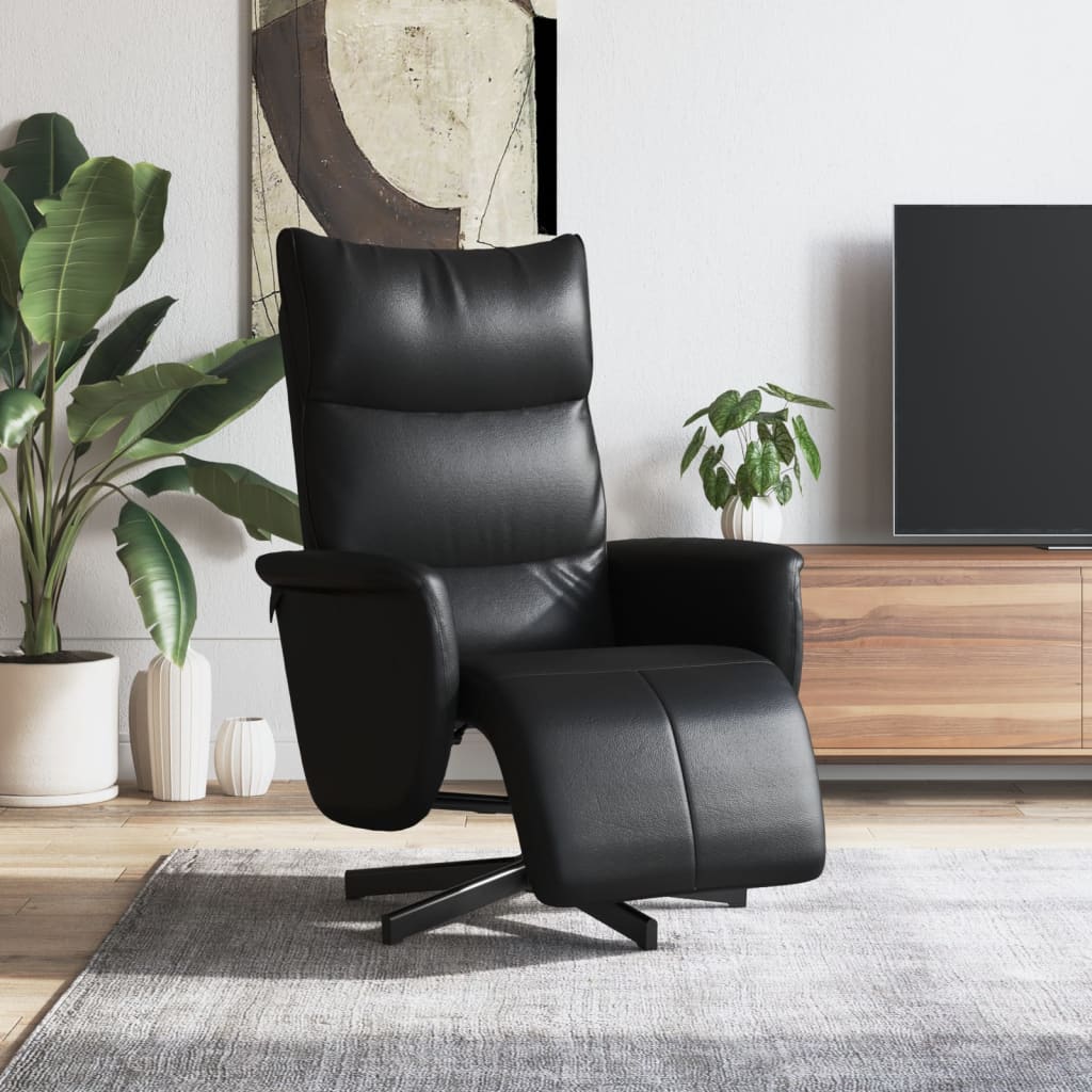 Vidaxl fauteuil verstelbaar met voetensteun kunstleer zwart