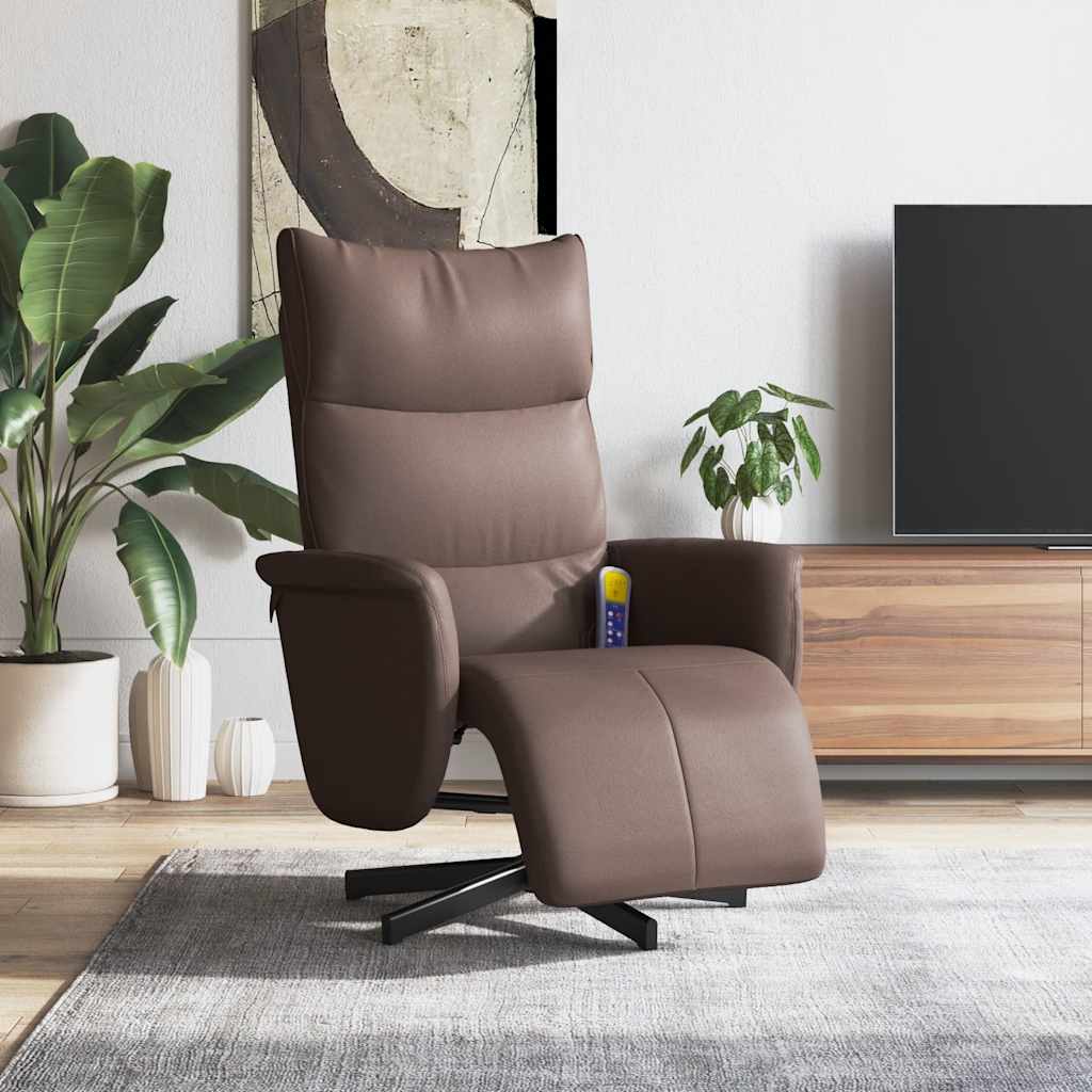 Vidaxl massagestoel verstelbaar met voetensteun kunstleer bruin