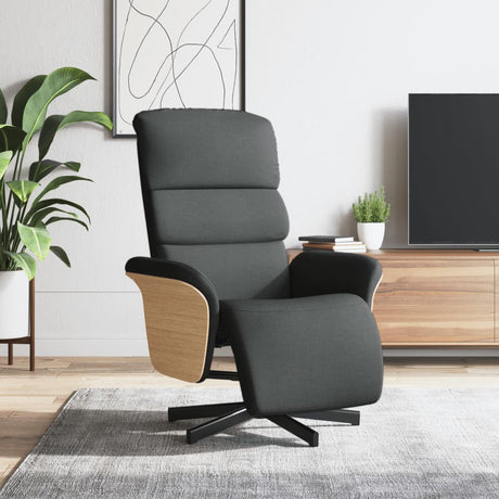 Vidaxl fauteuil verstelbaar met voetensteun stof donkergrijs