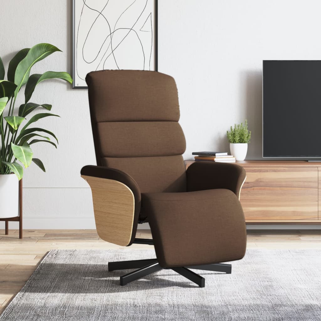 Vidaxl fauteuil verstelbaar met voetensteun stof bruin