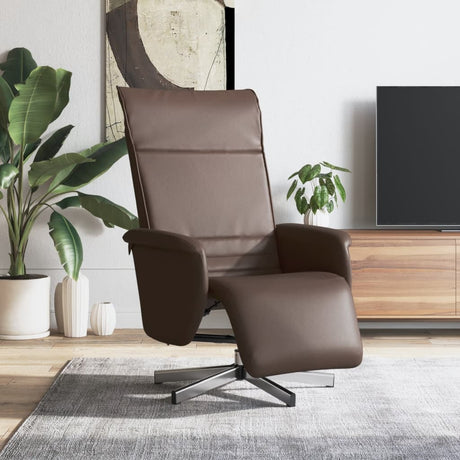 Vidaxl fauteuil verstelbaar met voetensteun kunstleer bruin