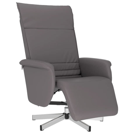 Vidaxl fauteuil verstelbaar met voetensteun kunstleer grijs