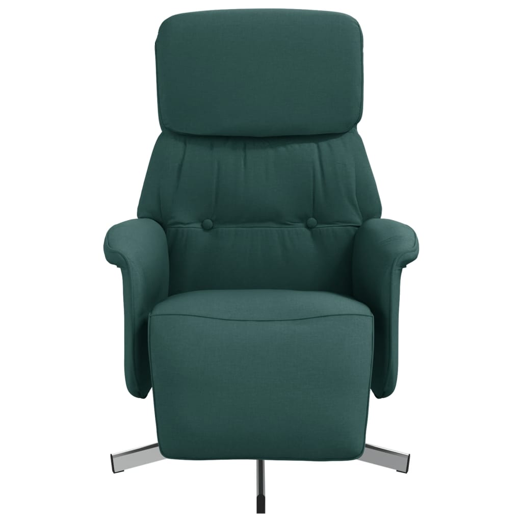 Vidaxl fauteuil verstelbaar met voetensteun stof donkergroen