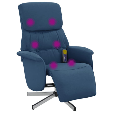 Vidaxl massagestoel verstelbaar met voetensteun stof blauw