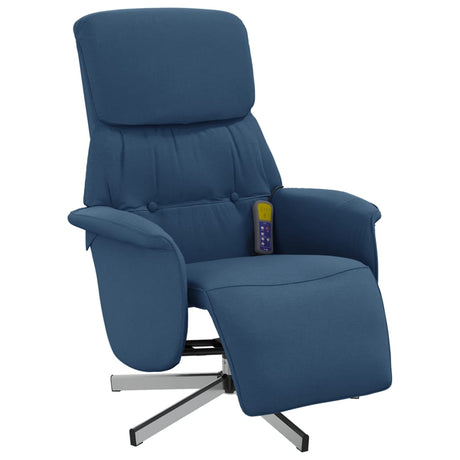 Vidaxl massagestoel verstelbaar met voetensteun stof blauw