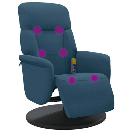 Vidaxl massagestoel verstelbaar met voetensteun fluweel blauw
