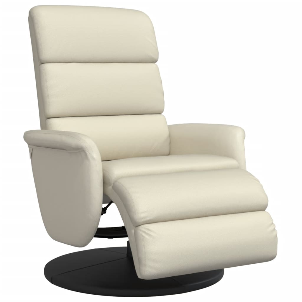 Vidaxl fauteuil verstelbaar met voetensteun kunstleer crèmekleurig
