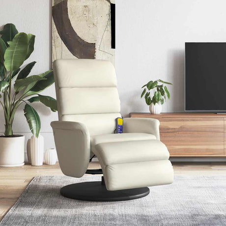 Vidaxl massagestoel verstelbaar met voetensteun kunstleer crèmekleurig