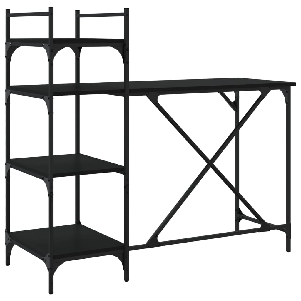Vidaxl computerbureau met schappen 120x47x109 cm zwart