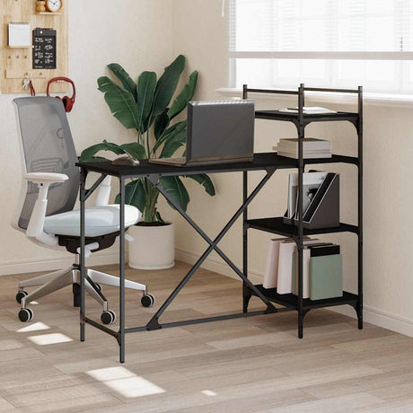 Vidaxl computerbureau met schappen 120x47x109 cm zwart