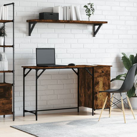 Vidaxl bureau 131x48x75 cm bewerkt hout gerookt eikenkleurig