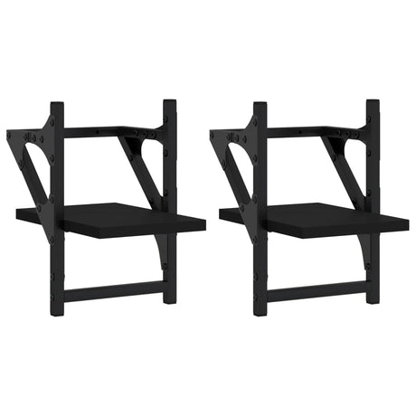 Vidaxl wandschappen met stangen 2 st 20x25x30 cm zwart