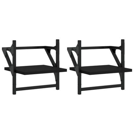 Vidaxl wandschappen met stangen 2 st 30x25x30 cm zwart