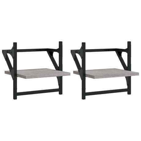 Vidaxl wandschappen met stangen 2 st 30x25x30 cm grijs sonoma eiken