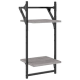 Vidaxl wandschappen 2-laags met stangen 2 st 30x25x65 cm grijs sonoma