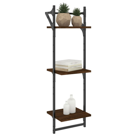 Vidaxl wandschappen 3-laags met stangen 2 st 30x25x100 cm bruineiken