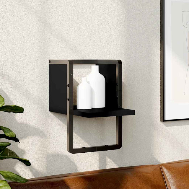 Vidaxl wandschap met stang 20x25x30 cm zwart