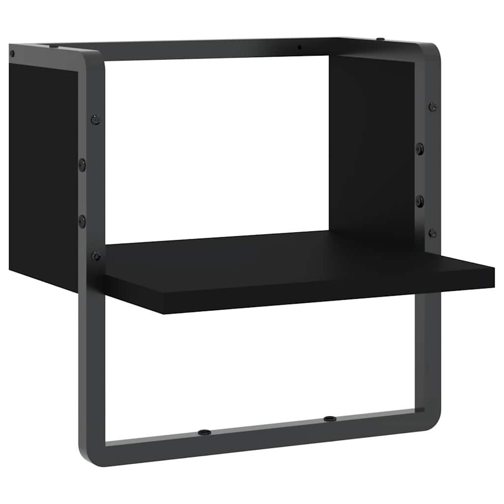 Vidaxl wandschap met stang 30x25x30 cm zwart