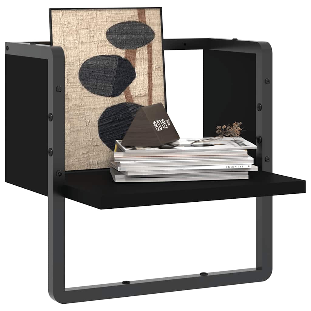 Vidaxl wandschap met stang 30x25x30 cm zwart