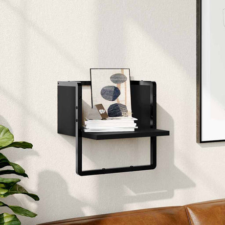 Vidaxl wandschap met stang 30x25x30 cm zwart