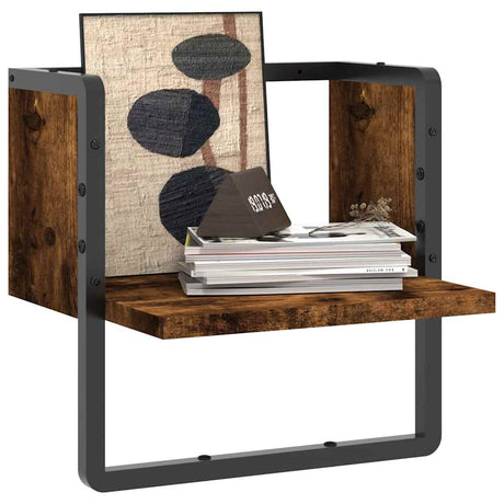 Vidaxl wandschap met stang 30x25x30 cm gerookt eikenkleurig