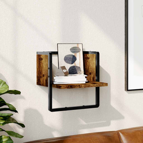 Vidaxl wandschap met stang 30x25x30 cm gerookt eikenkleurig