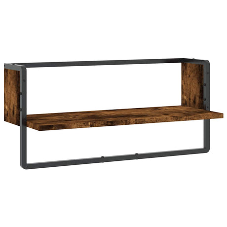 Vidaxl wandschap met stang 65x25x30 cm gerookt eikenkleurig