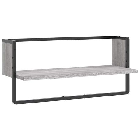 Vidaxl wandschap met stang 65x25x30 cm grijs sonoma eikenkleurig