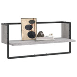 Vidaxl wandschap met stang 65x25x30 cm grijs sonoma eikenkleurig