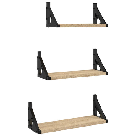 Vidaxl 3-delige wandschappenset bewerkt hout sonoma eikenkleurig