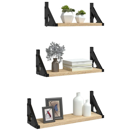Vidaxl 3-delige wandschappenset bewerkt hout sonoma eikenkleurig