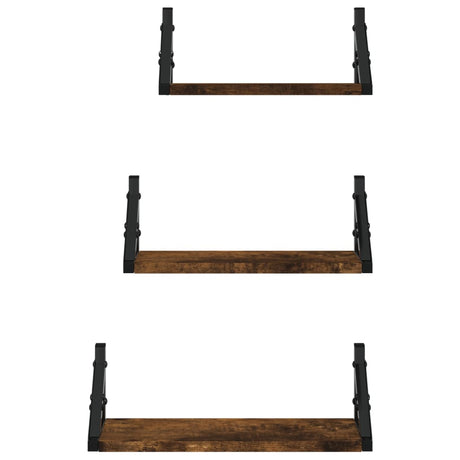 Vidaxl 3-delige wandschappenset bewerkt hout gerookt eikenkleurig