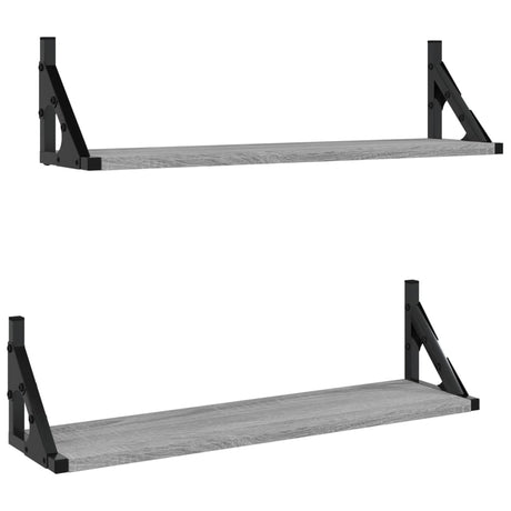 Vidaxl wandschappen 2 st 60x15x15,5 cm grijs sonoma eikenkleurig