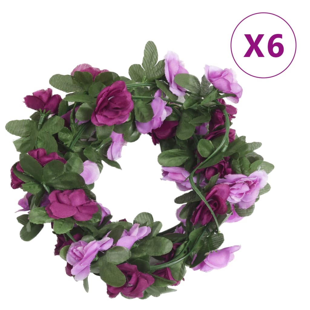 Vidaxl kerstslingers met bloemen 6 st 250 cm lente lichtpaars