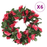 Vidaxl kerstslingers met bloemen 6 st 250 cm lente rozerood