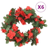 Vidaxl kerstslingers met bloemen 6 st 250 cm lente rood