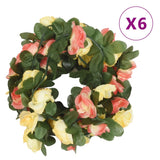 Vidaxl kerstslingers met bloemen 6 st 250 cm lente zonsondergang rood