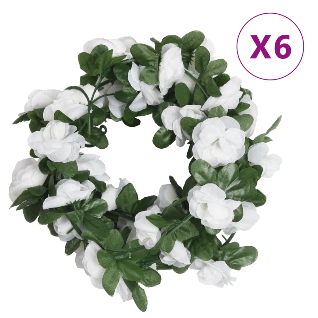 Vidaxl Guierras navideñas con flores 6 st 250 cm Spring White