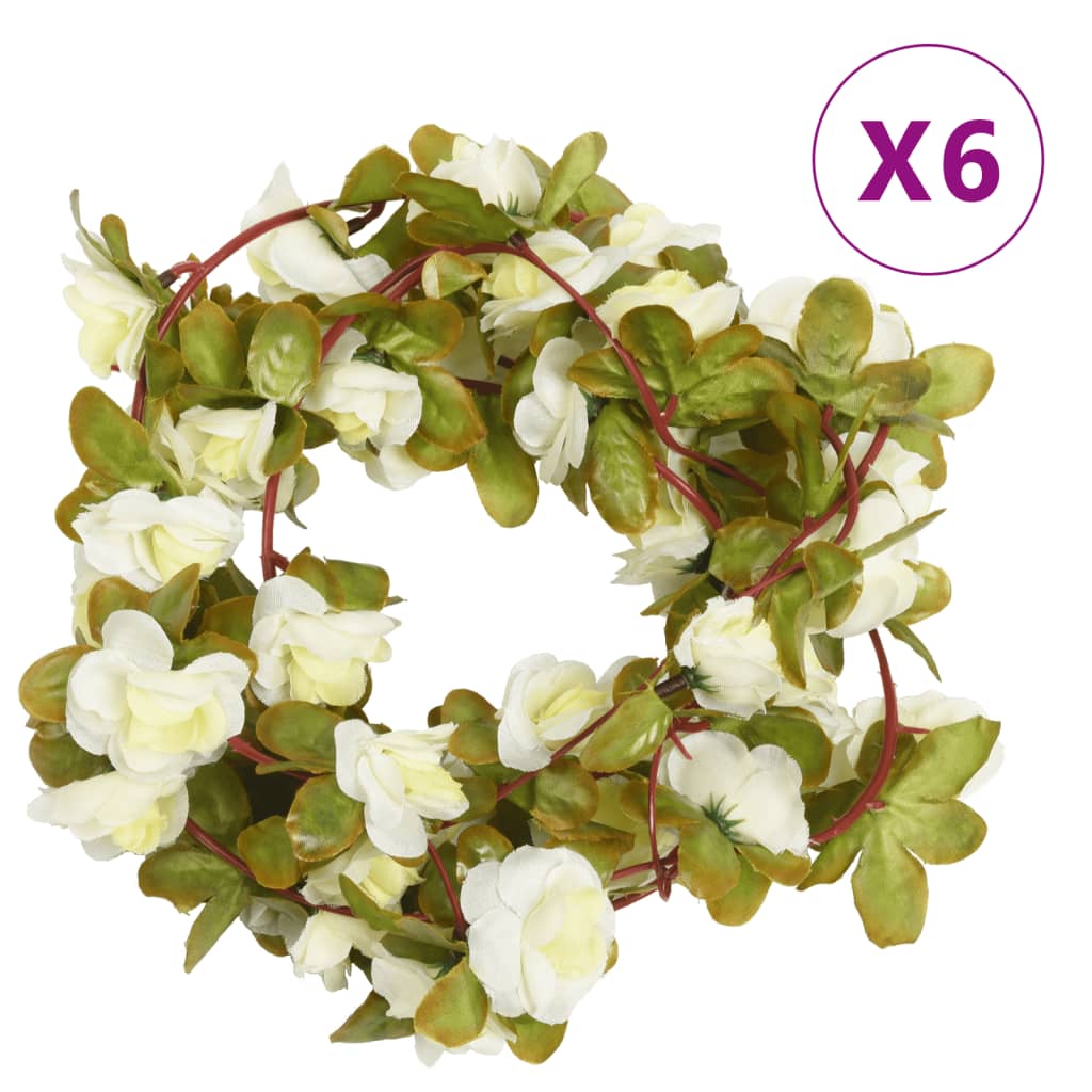 Vidaxl Garlands de Noël avec des fleurs 6 st 250 cm blanc