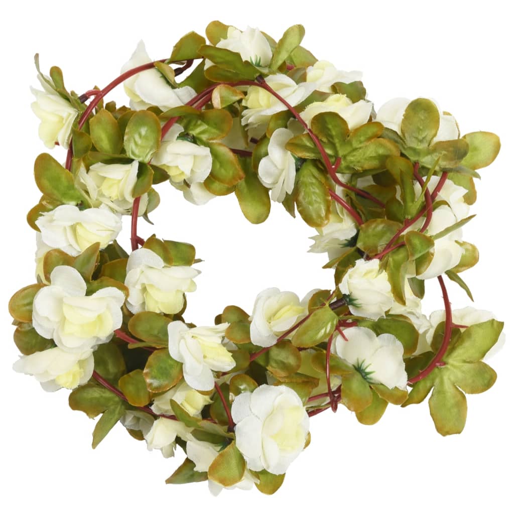 Vidaxl Garlands de Noël avec des fleurs 6 st 250 cm blanc