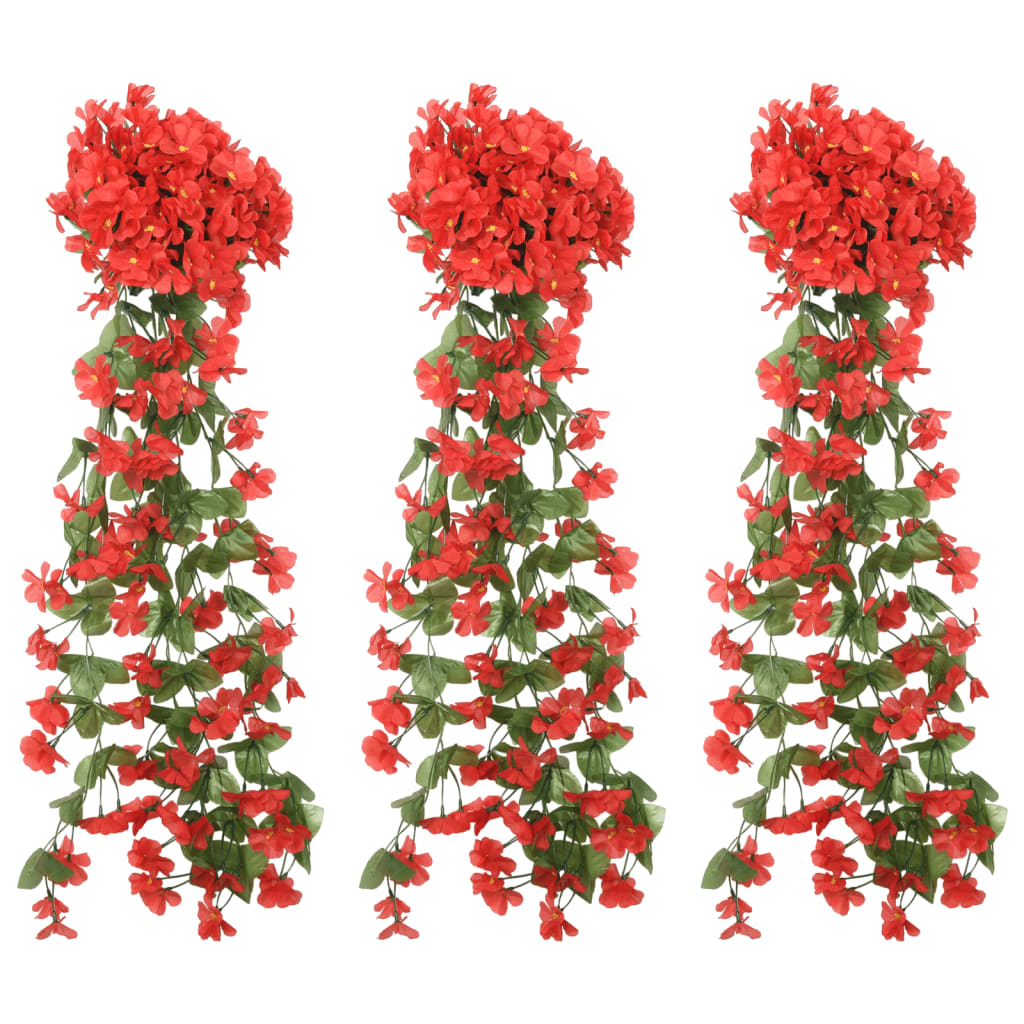 Vidaxl Guierras navideñas con flores 3 st 85 cm rojo