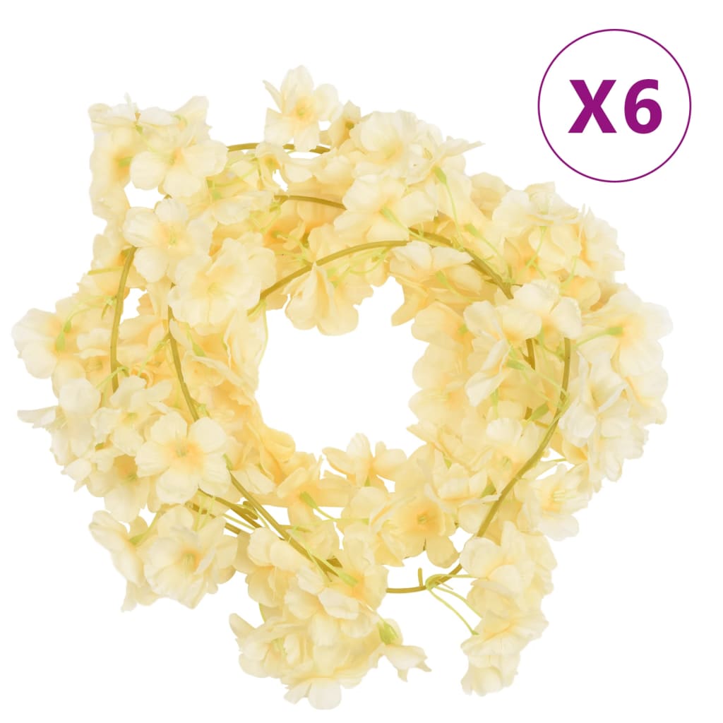 Vidaxl Christmas Garlands z kwiatami 6 szt. 180 cm szampana w kolorze